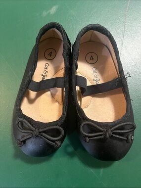 Cat & Jack Black Girls' Ballet Flats with Bow Accent